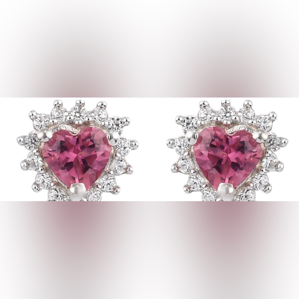 Morro Rodndo Pink Tourmaline & White Zircon Heart Starburst Earrings